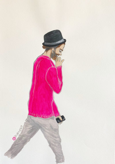 chignon-silver-pink-hat illustrated by Kanoko