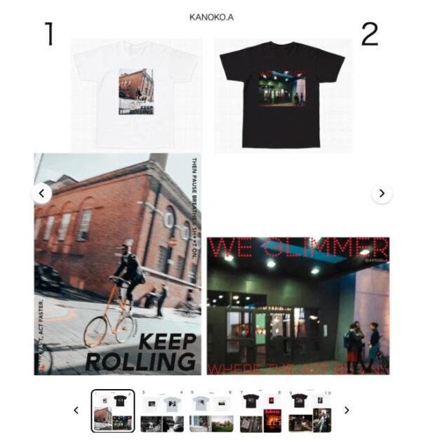 kanokoオリジナルTシャツ通販ページイメージ